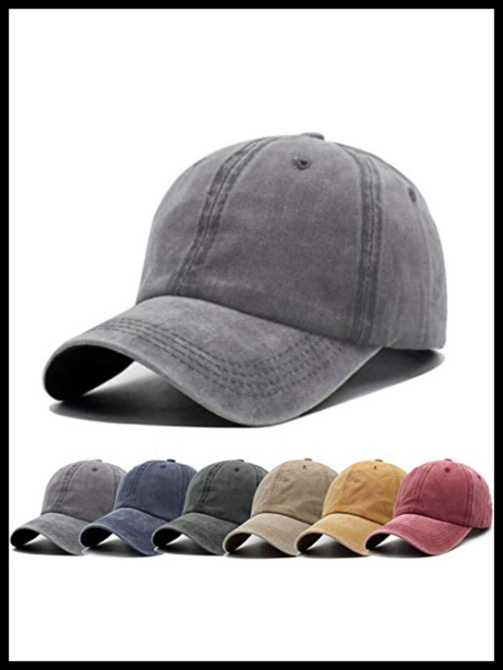 Vintage Washed Distressed Baseball Cap Adjustable Unisex Sun Hat